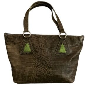 In Beautiful Condition! CLAUDIA FIRENZE Croc Embossed Italian Leather Bag